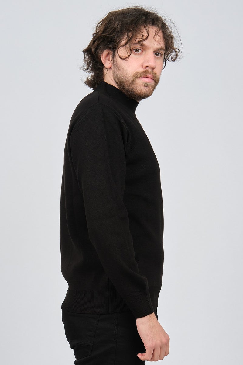 Ateş Triko Ateş Knitwear Men's Half Turtleneck Plain Sweater 6091024 Black  - Image 4