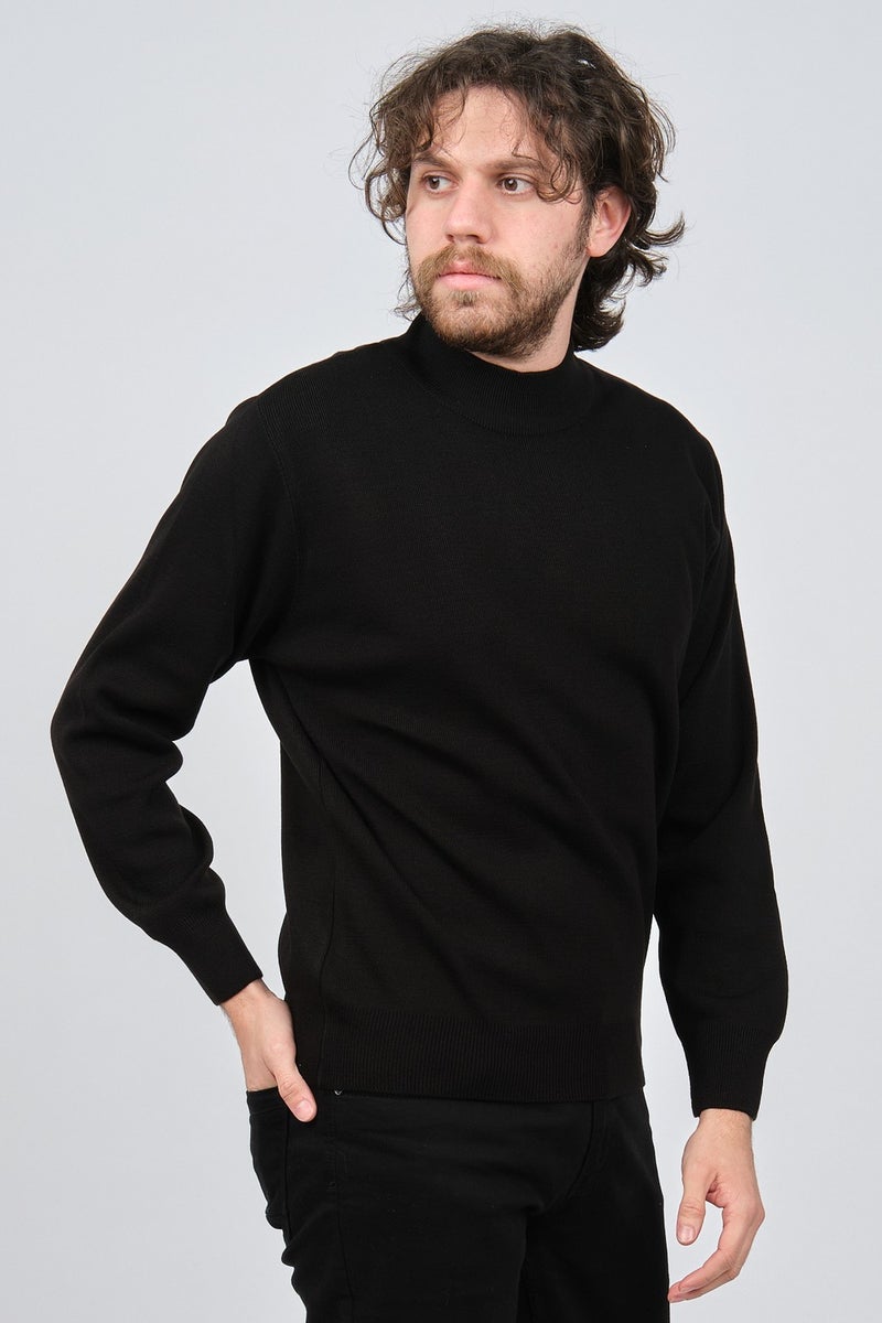 Ateş Triko Ateş Knitwear Men's Half Turtleneck Plain Sweater 6091024 Black  - Image 3