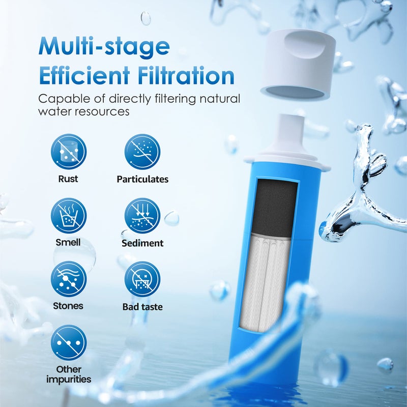 Waterdrop Gravity Water Filter Straw, Camping Water Filtration System, Water Purifier Survival for Travel, Backpacking and Emergency Preparedness, 0.1 Micron, 5 Stage Filtration, 3 Pack - Image 4