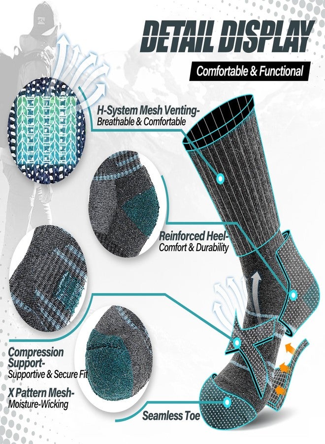 ANTSANG Merino Wool Socks for Men & Women Thermal Winter Hiking Warm Thick Athletic Crew Cozy Boot Work Gift Socks Stocking Stuffers 5 Pairs (Orange/Green/Blue/Black/Dark Grey A,L) - Image 4