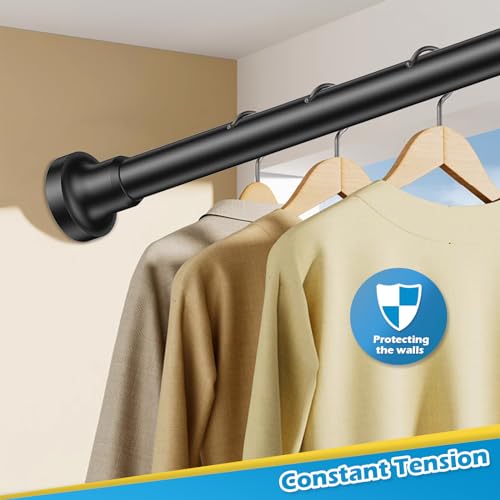 MOEROTER Short Tension Rod 18 to 28 Inch Small Spring Tension Rod No Drilling Adjustable Black Curtain Rod for Windows, Closet, Doorway, Door - Image 5