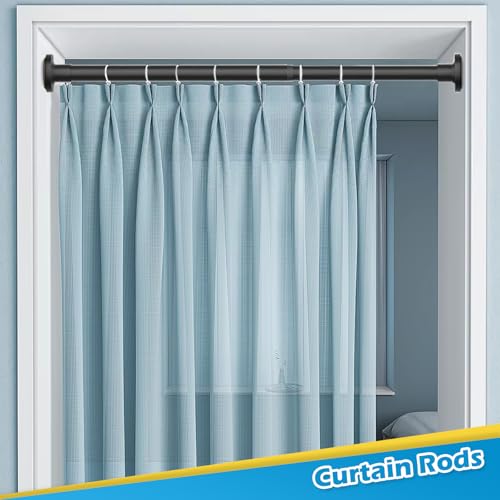 MOEROTER Short Tension Rod 18 to 28 Inch Small Spring Tension Rod No Drilling Adjustable Black Curtain Rod for Windows, Closet, Doorway, Door - Image 3