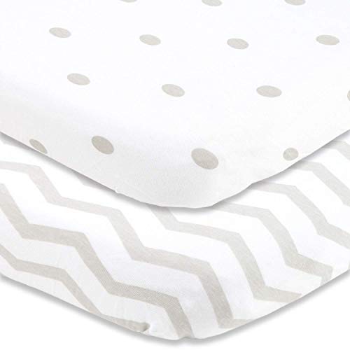 Cuddly Cubs Cradle Sheets Fitted 18 x 36 – Fits Most Bedside Sleeper Bassinets Without Bunching Mattress Pad – Snuggly Soft Jersey Cotton – Grey Dots, Chevron – 2 Pack - Image 4