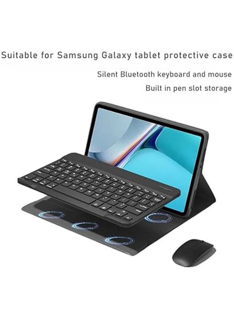 حافظة لوحة مفاتيح تعمل باللمس باللغتين العربية والإنجليزية متوافقة مع جهاز Samsung Galaxy Tab S6 Lite مقاس 10.4 بوصة لعام 2024، تحتوي على لوحة مفاتيح قابلة للفصل، وفأرة، وحافظة واقية مع فتحة للقلم. - Image 2
