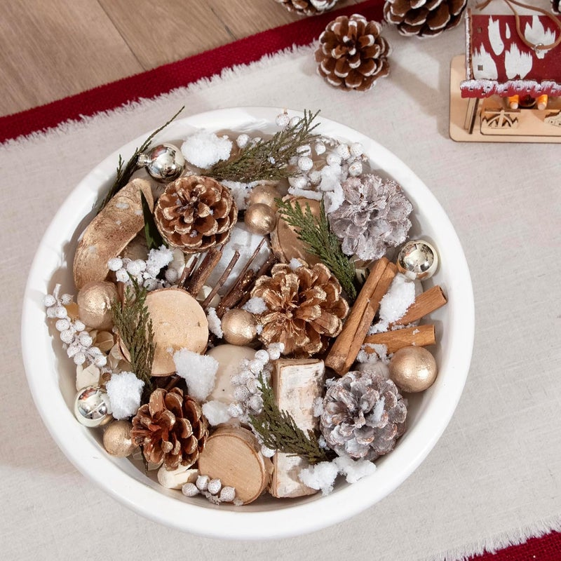 ANDALUCA Frosted Pine Winter Pinecone Fragrance Potpourri (Winter White) - Image 5