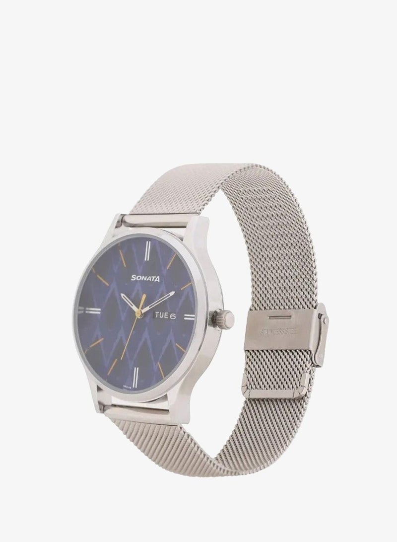 Sonata Knot Blue Dial Stainless Steel Strap Watch for Men - Image 2