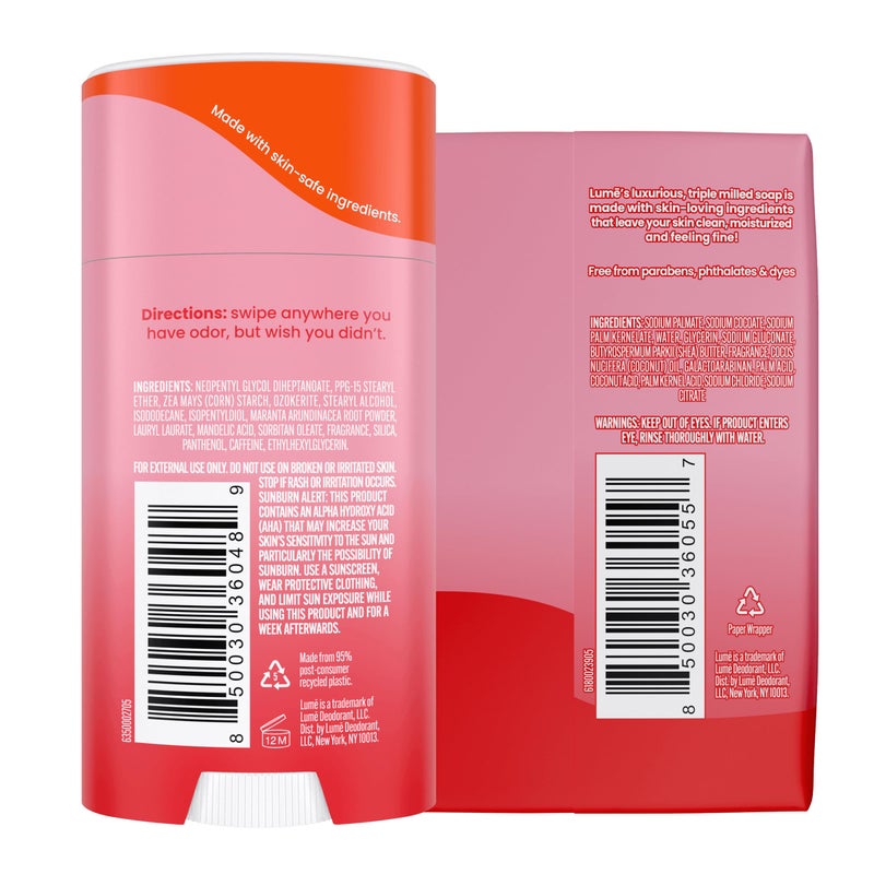 Lume Whole Body Deodorant And Soap - 2.6 Ounce Smooth Solid Stick With 72 Hour Odor Control and 5 Ounce Triple Milled Soap - Aluminum Free, Baking Soda Free and Skin Loving (Peony Rose) - Image 2