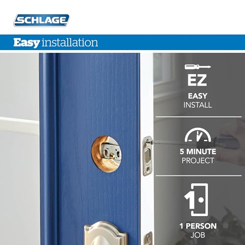 Schlage FB50 V Acc 505 605 Single Cylinder Deadbolt and Keyed Entry Accent Lever, Bright Brass - Image 4