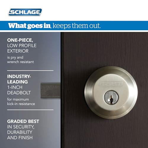 Schlage FB50 V Acc 505 605 Single Cylinder Deadbolt and Keyed Entry Accent Lever, Bright Brass - Image 3