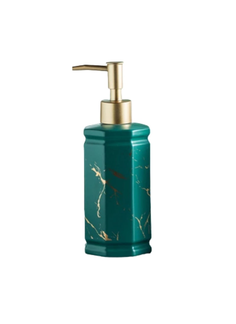 FabSeasons - FabSeasons Octagon Shaped Soap Dispenser with Pump, Italian Marble Pattern Dispensar Bottle for Liquid soap, Homemade Lotions and Essential Oil Green - Image 1
