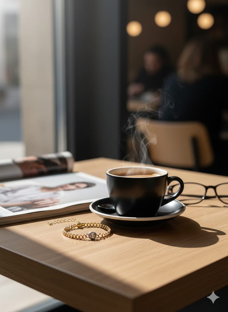 انسيال بتصميم سلسلة سميكة ومطلية باللون الذهبي ، تتوسطها تعليقة علي شكل دائرة محاطة بإطار فضي لامع - مع وصلات إضافية لضبط المقاس. - Image 3