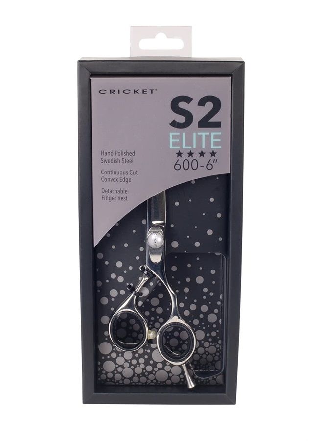 Cricket S2 Elite Series 600 6 inch Shears Professional Stylist Barber Hair Cutting Scissors, Convex Edge, Swedish Steel - Image 2