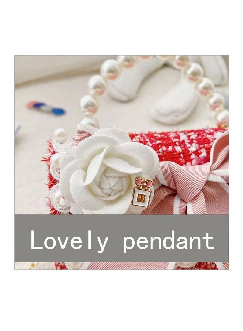 1-Piece Simulation Pearl Handle Handbag,Fashion Big Bowknot Design Girls Simple Crossbody Bags,Lady Small Lightweight Carry-On Bag,Colour Red - Image 4