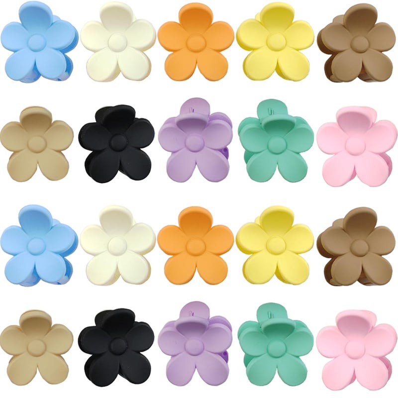 ROYHOO 20PCS 1.57inch Cute Flower Claw Clips, Small Jaw Clips for Women Girls Thin/Medium/Thick Hair, 10 Colors Nonslip Strong Hold Clamps Catch Barrettes Hair Accessories - Image 1
