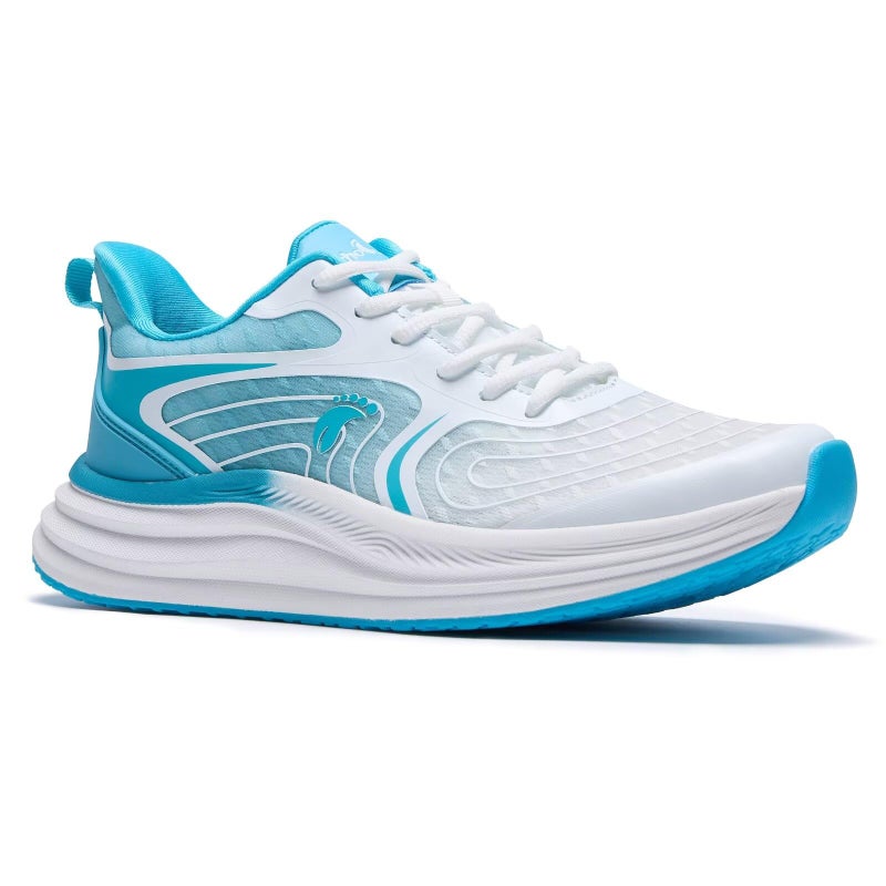 OrthoComfoot Women's Orthopedic Walking Shoes: Comfort Arch Support Heel Spur Arthritis Plantar Fasciitis Tennis Sneakers, Athletic Cushion Thick Sole Outdoor Biking Hiking Trail Sneakers Blue White Size 6 - Image 1