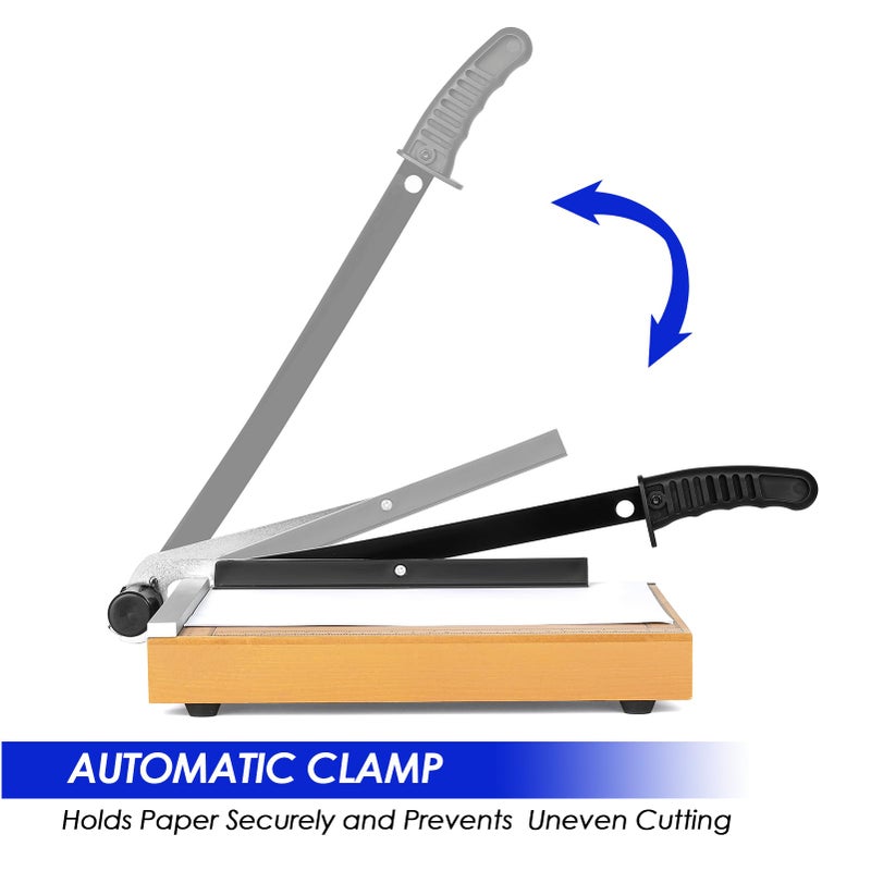 CreGear Paper Cutter, 12" Wood Guillotine Paper Trimmer, 12 Sheet Capacity, Heavy Duty Paper Slicer with Adjustable Guide, Safety Guard and Blade Lock - Image 5