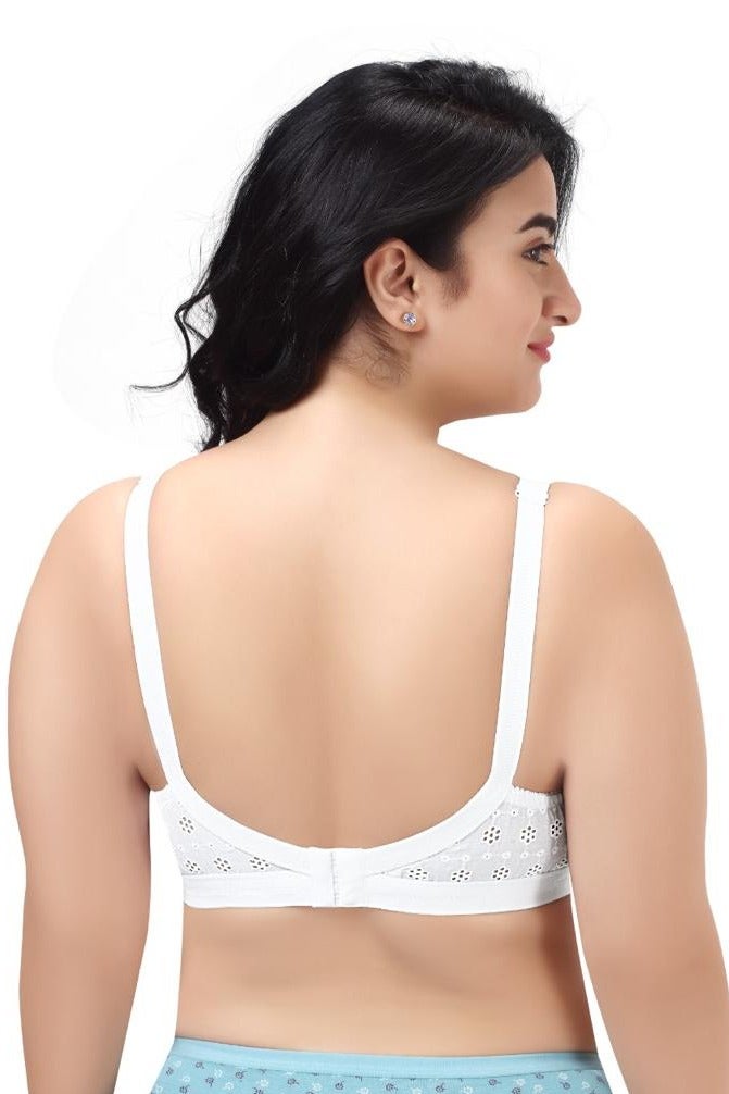 RAJNI Pack of 3 Women Bra 100% Cotton Breathable Non-Padded Double Layer Adjustable Straps Wire-free Plus Size  - Image 3