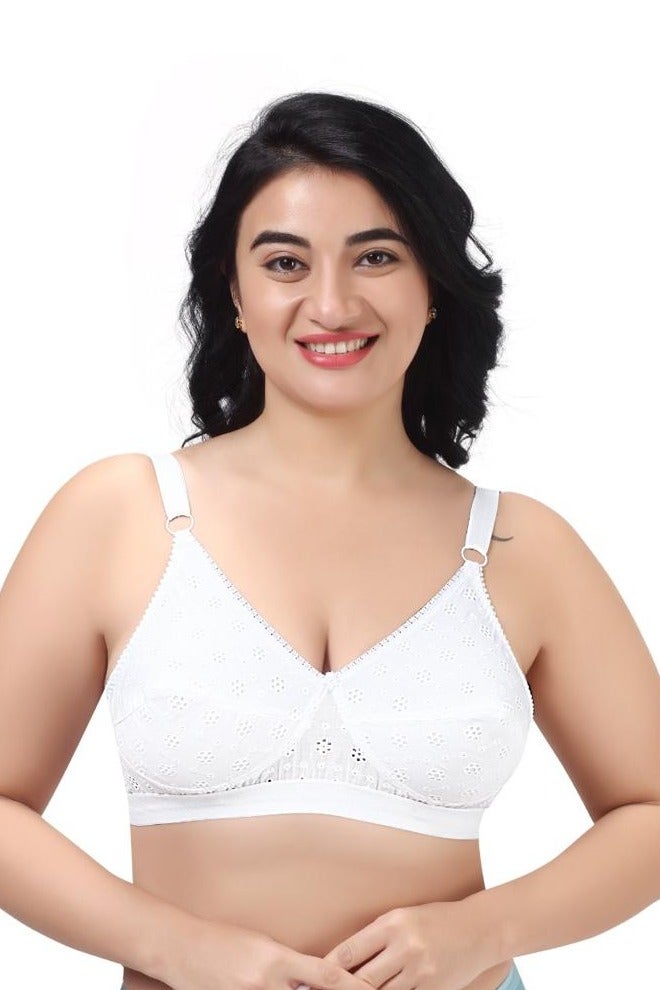 RAJNI Pack of 3 Women Bra 100% Cotton Breathable Non-Padded Double Layer Adjustable Straps Wire-free Plus Size  - Image 4