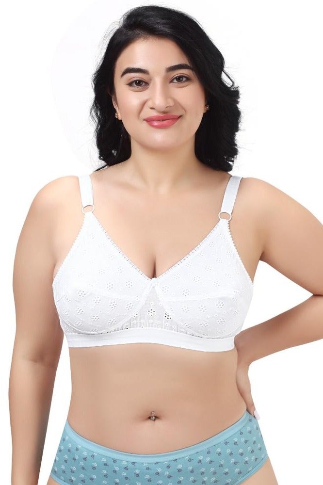 RAJNI Pack of 3 Women Bra 100% Cotton Breathable Non-Padded Double Layer Adjustable Straps Wire-free Plus Size  - Image 2