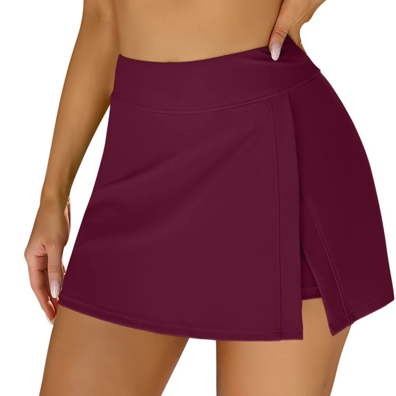 سبوت 2023 بيع ساخن عبر الحدود شورت سباحة نسائي عالي الخصر مزدوج الطبقة تنورة سباحة مشقوقة شورت يوغا شحن مباشر - Image 4