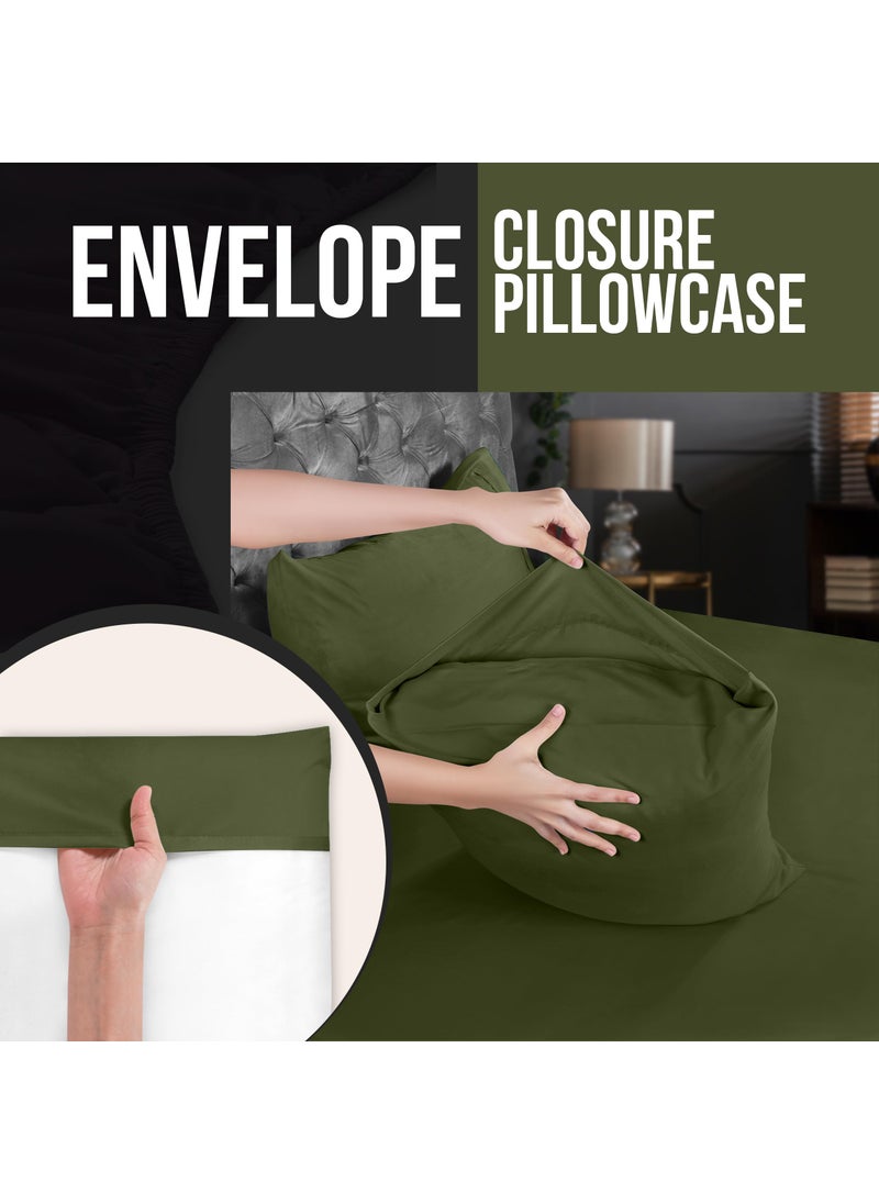 Utopia Bedding Utopia Bedding Queen Pillow Cases - 4 Pack - Envelope Closure - Soft Brushed Microfiber Fabric - Shrinkage and Fade Resistant Pillow Covers Queen Size 20 X 30 Inches (Queen  Olive)  - Image 4