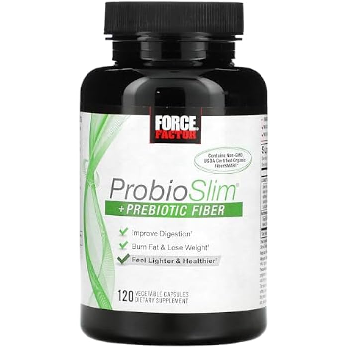 Force Factor ProbioSlim + Prebiotic Fiber Weight Loss Supplement for Women and Men, Probiotic and Prebiotic Digestive Health Support with Green Tea Extract and Psyllium Husk Fiber, 120 Capsules - Image 3