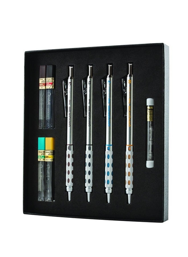 Pentel Arts Graphgear 1000 Mechanical Pencil Premium Gift Set With Refill Leads & Erasers (Pg1000Bxset)  - Image 1