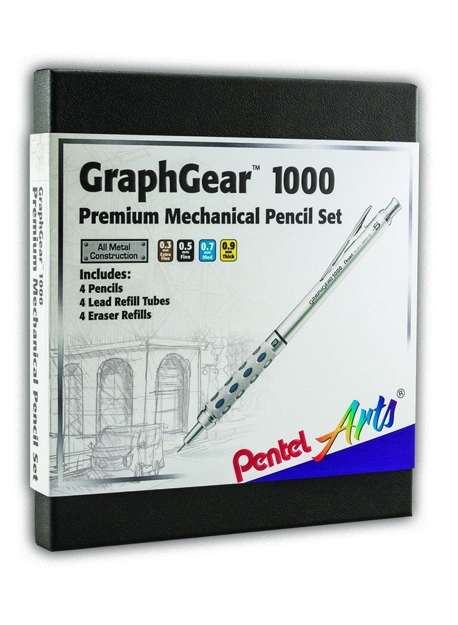 Pentel Arts Graphgear 1000 Mechanical Pencil Premium Gift Set With Refill Leads & Erasers (Pg1000Bxset)  - Image 3