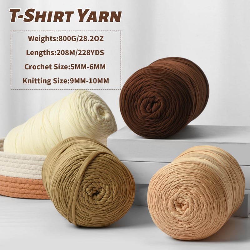 OMoiut (800g/228yds) T Shirt Yarn, Soft Tshirt Crochet Yarn for Crafts and DIY Knitting Crocheting Cloth/Bag/Basket/Coaster, 100% Polyeste Elastic Fabric Chunky Thick Yarns for Crocheting (Leopard Print) - Image 2