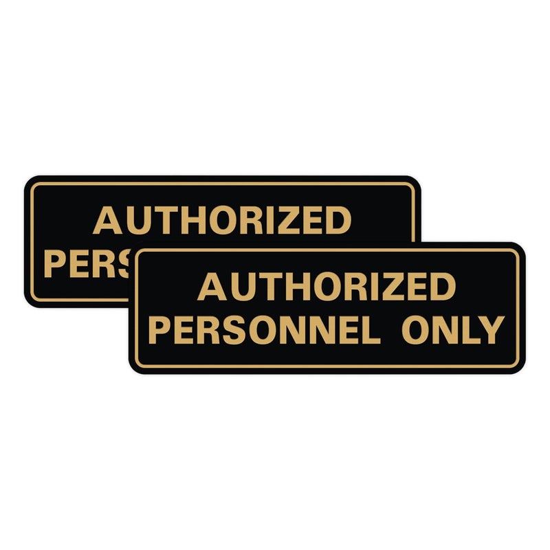 All Quality Standard AUTHORIZED PERSONNEL ONLY Wall or Door Sign Secure Access Control Easy Installation BlackGold Medium 2 Pack - Image 2