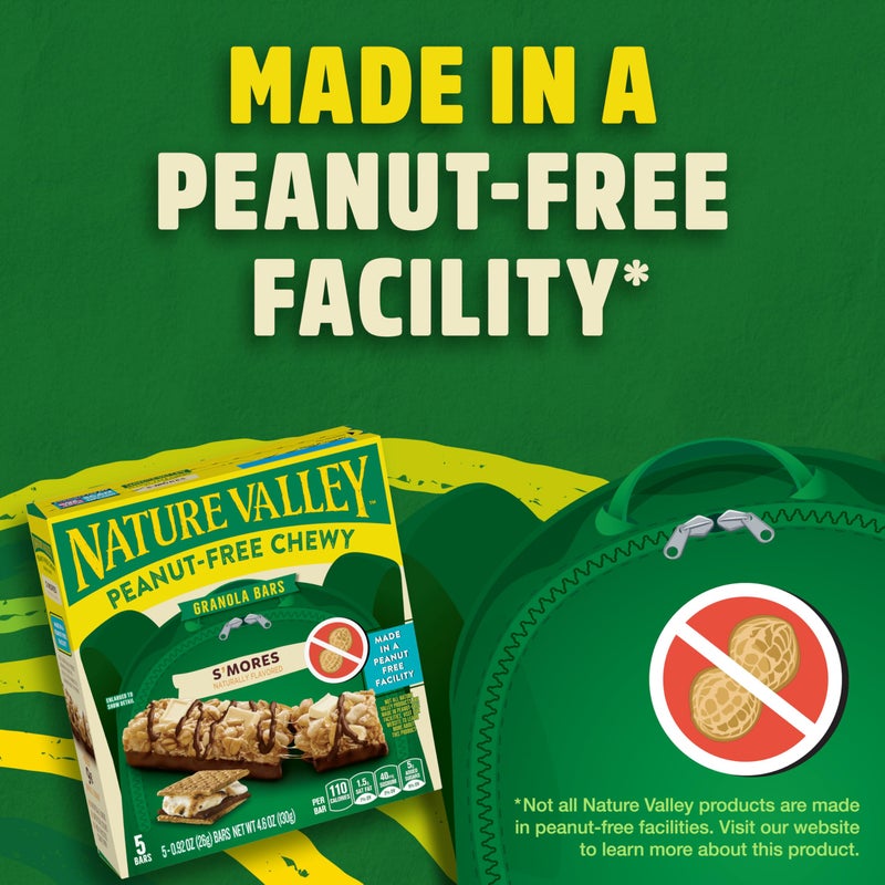 Nature Valley ألواح جرانولا chewy خالية من الفول السوداني من Nature Valley، سموورز، مصنوعة في منشأة خالية من الفول السوداني، 5 ألواح، 4.6 أونصة - Image 2