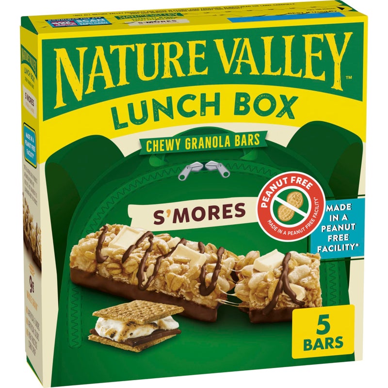Nature Valley ألواح جرانولا chewy خالية من الفول السوداني من Nature Valley، سموورز، مصنوعة في منشأة خالية من الفول السوداني، 5 ألواح، 4.6 أونصة - Image 1