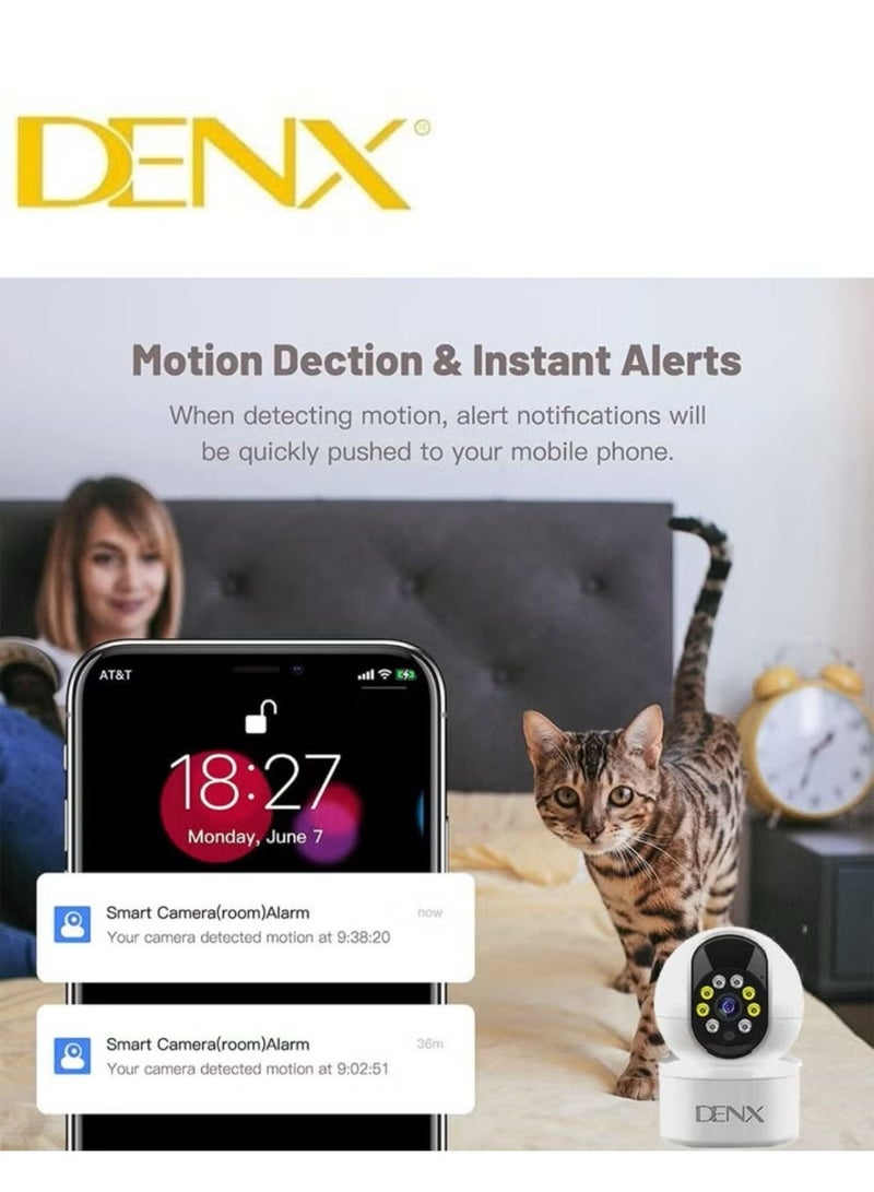 Denx High-resolution surveillance camera with 3.0 MP, featuring colored night vision, 340-degree viewing angle, and support for storage up to 128GB | DX2258 - Image 3