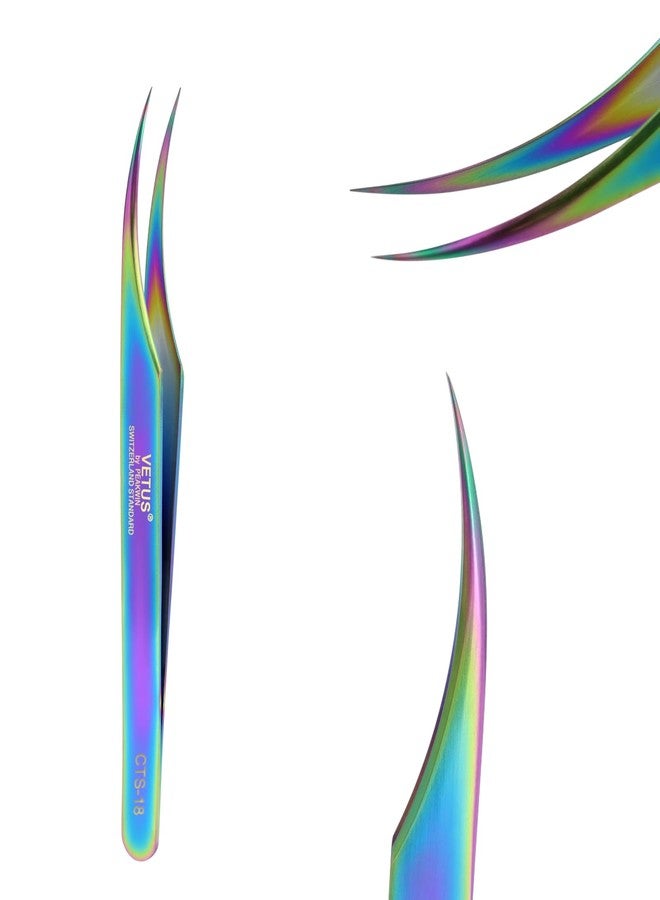 EMEDA Eyelash Tweezers - Dolphin Lash Extension Tweezers With Fiber Tip - Stainless Steel for Lash Artists and Beginners - Image 1