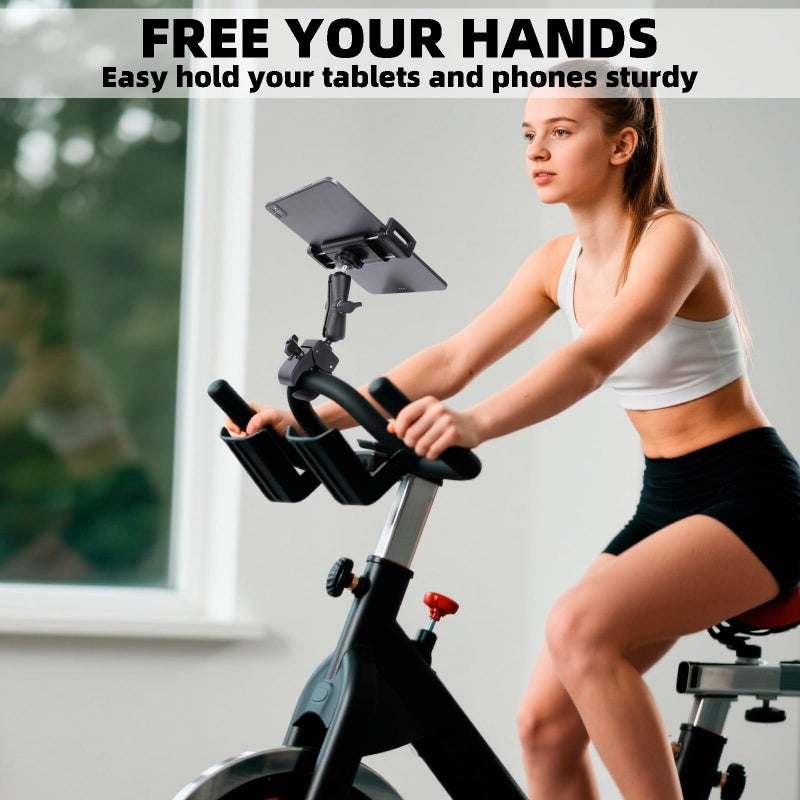 FPN Spin Bike Tablet Holder for iPad, Phone Holder Stand Exercise Bike Handlebar Mount for Treadmill Stationary Bicycle Elliptical Spin Bike Stroller Mic Stand, Compatible with iPad, iPhone (4.7-13") - Image 2