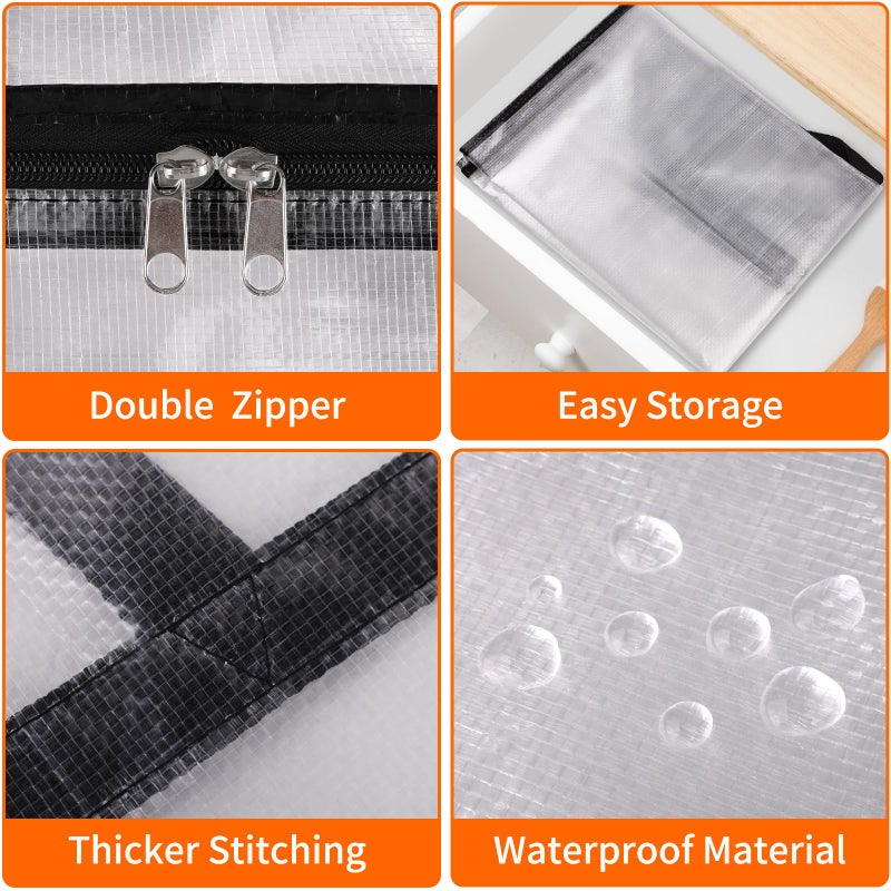 TasticTotes 6 Pack Clear Storage Bags for Comforter, Clothes u0026 Bedding, Plastic Blanket Storage with Zipper and Handle, Moving Bags, Closet Organizer and Under-Bed Storage (60L) - Image 3