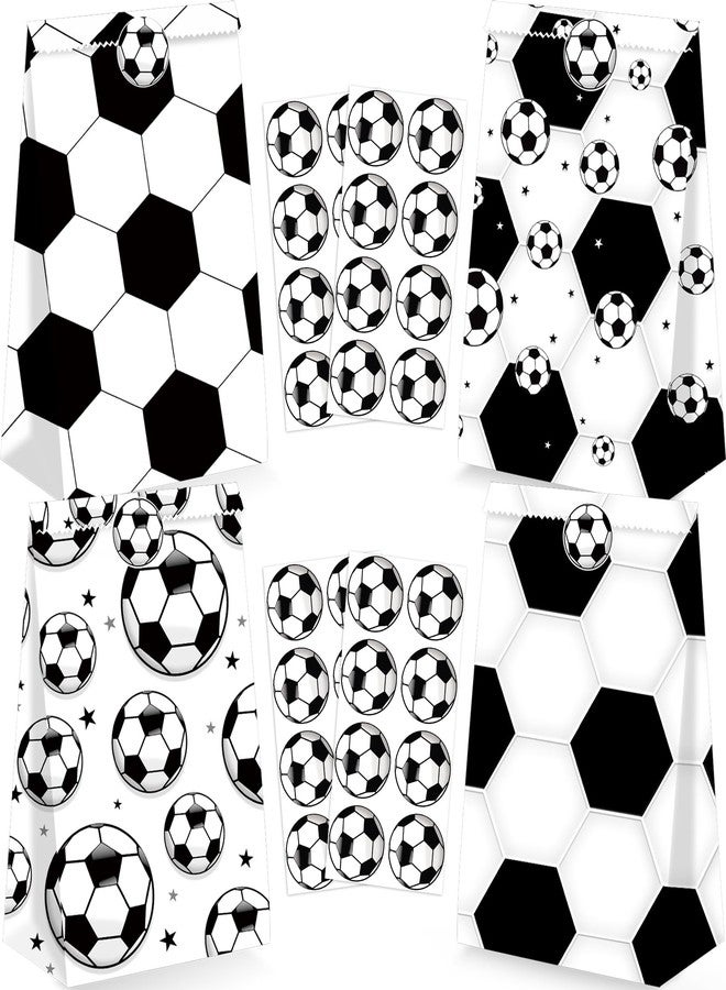 BQK 24Pcs Soccer Goodie Bags Soccer Snack Bags Soccer Party Favors Soccer Party Bags Soccer Treat Bags for Soccer Birthday Party Supplies Soccer Party Favors - Image 1