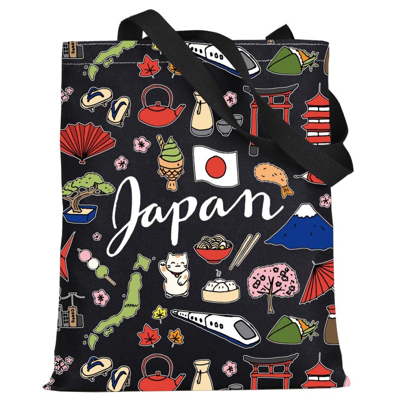 LEVLO Japan Travel Pouch Bag Japan Theme Zipper Pouch Bag for Japanese Trip Gift Black - Image 2