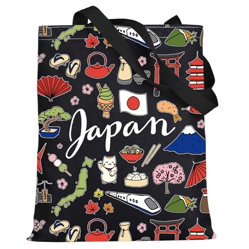 LEVLO Japan Travel Pouch Bag Japan Theme Zipper Pouch Bag for Japanese Trip Gift Black - Image 1