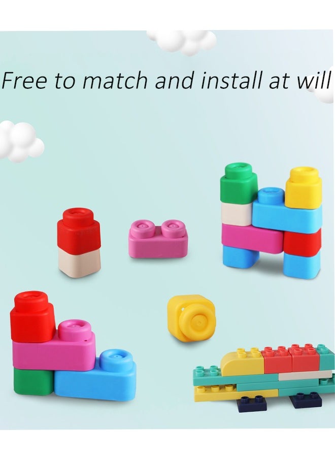 Wonderful toys baby large soft building blocks toys teether rubber large building blocks set baby soft building blocks 0 to 1 year old children can chew baby toys soft large particles assembly educational teether toys suitable for children's early education