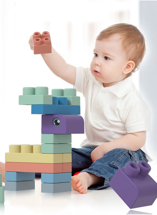 Wonderful toys baby large soft building blocks toys teether rubber large building blocks set baby soft building blocks 0 to 1 year old children can chew baby toys soft large particles assembly educational teether toys suitable for children's early education