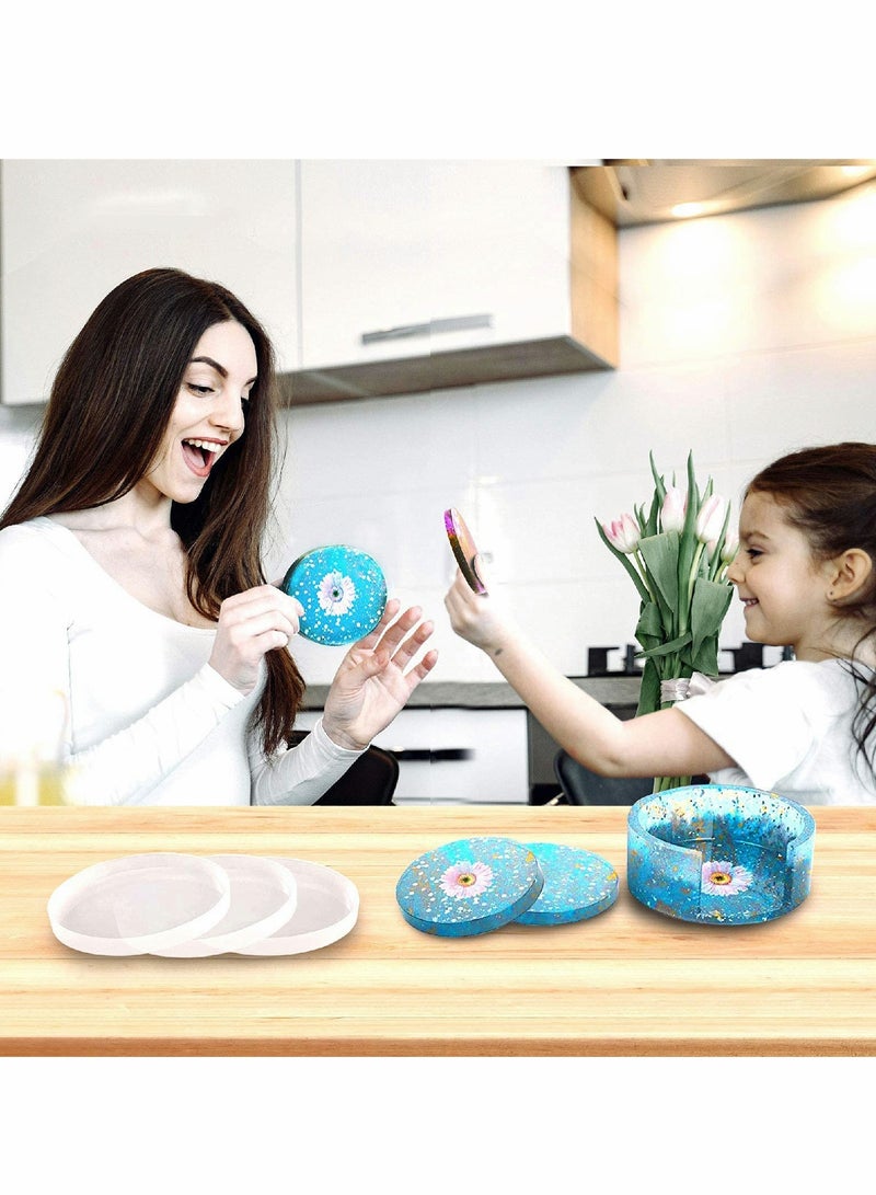 Coaster Resin Mould,4PCS Silicone Mould for Epoxy with Storage Box Mould, Upgraded Moulds Casting, DIY Resin, Cups Mats, Home Decoration - Image 5