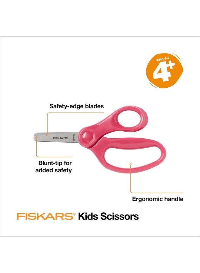 Fiskars 5" Blunt-Tip Scissors for Kids Ages 4-7, For School or Crafting, Premium Pink (Pack of 1) - Image 2