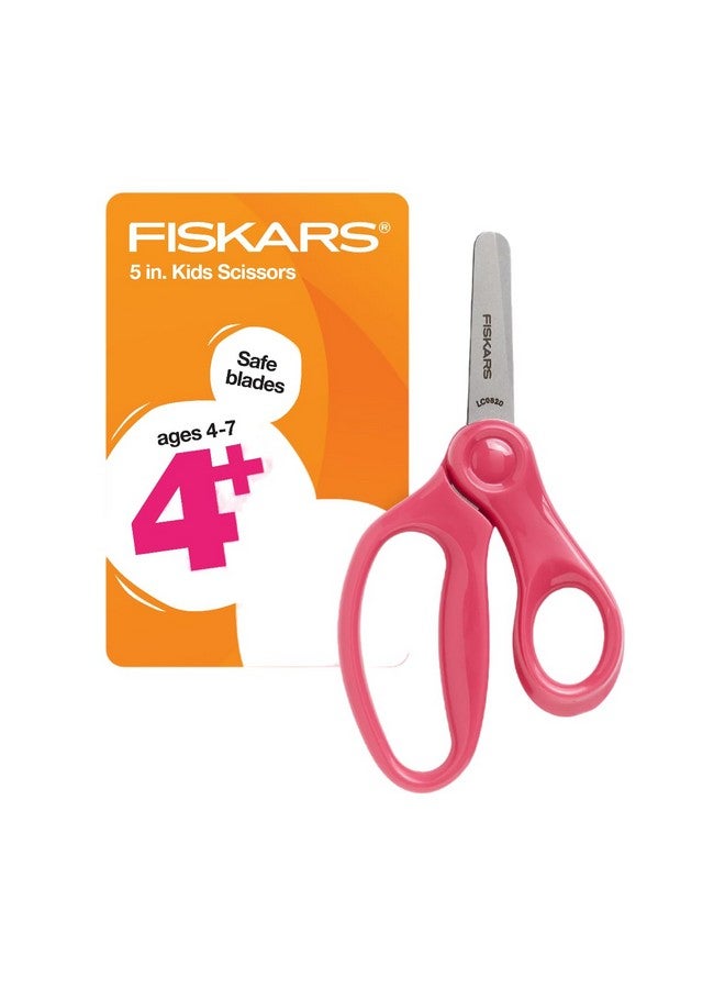 Fiskars 5" Blunt-Tip Scissors for Kids Ages 4-7, For School or Crafting, Premium Pink (Pack of 1) - Image 1