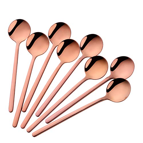 Poylim Cute Small Coffee Spoons Set of 8 1810 Stainless Steel Rose Gold Demitasse Spoons for Tea Dessert Appetizer 51inch