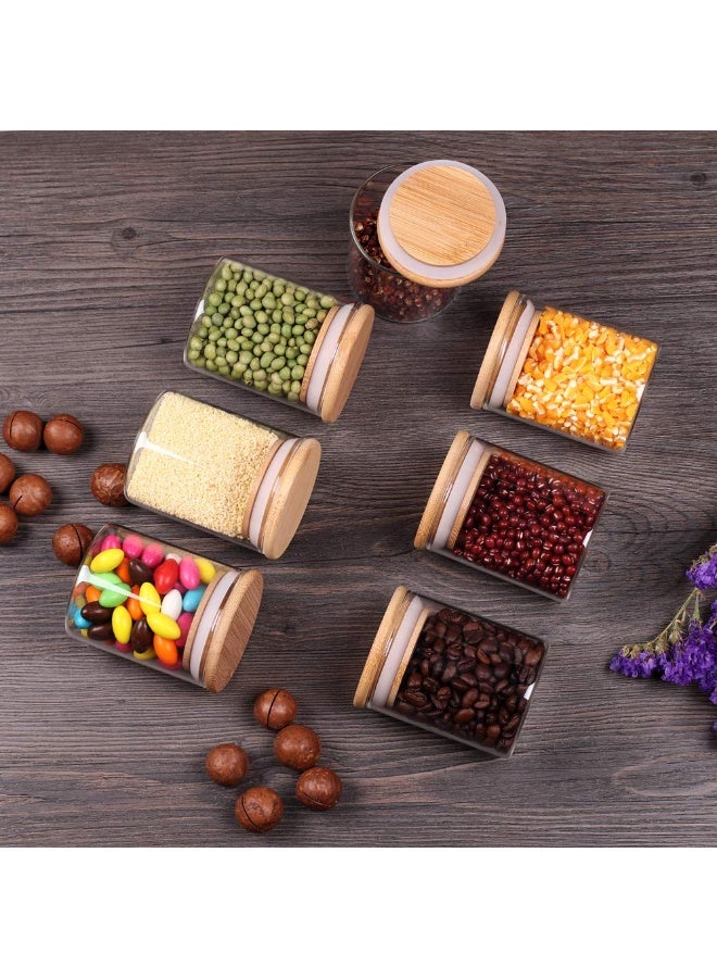 Tzerotone Glass Jars Set,Upgrade Spice Jars with Wood Airtight Lids and Labels, 6oz 12 Piece Small Food Storage Containers for Home Kitchen, Tea, Herbs, Sugar, Salt, Coffee, Flour, Herbs, Grains… - Image 5