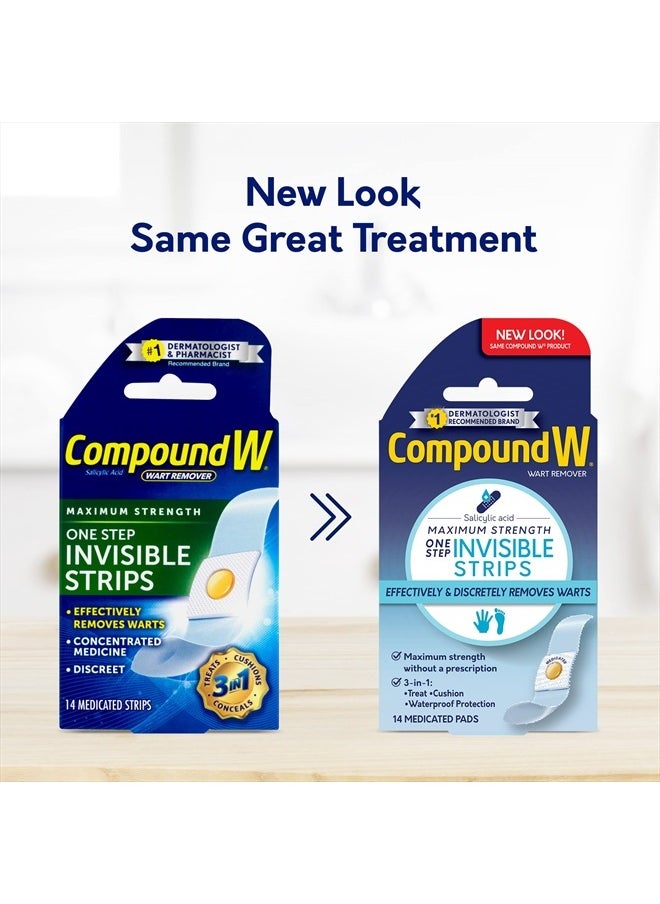 Compound W - Maximum Strength One Step Invisible Wart Remover Strips, 14 CT, 2 Pack - Image 1