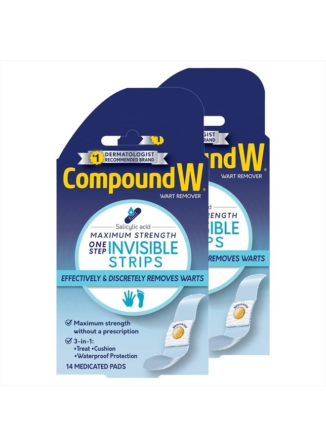 Compound W - Maximum Strength One Step Invisible Wart Remover Strips, 14 CT, 2 Pack - Image 1