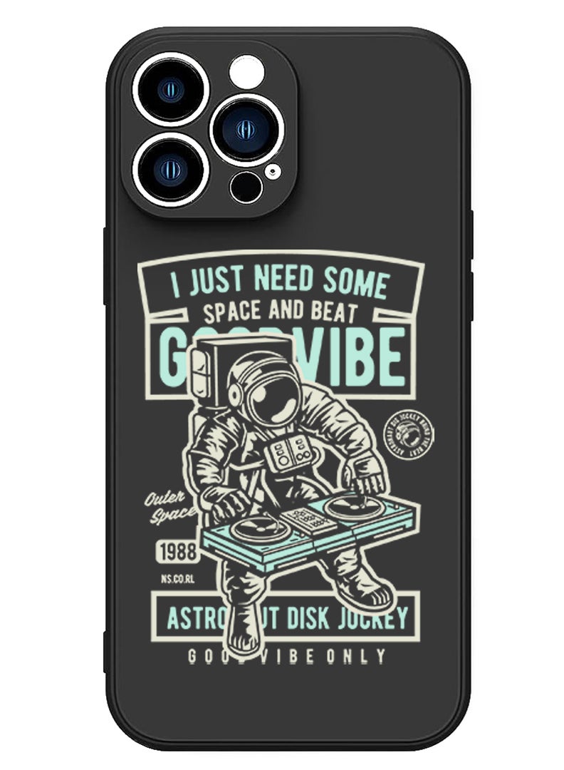 Theodor Protective Slim Fit Case Liquid Silicone Cover with Full Body Protection Anti-Scratch Shockproof Case For iPhone 15 Pro Black - Good vibe white - Image 1