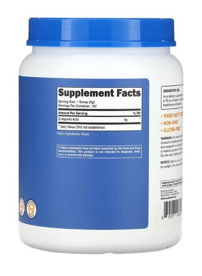Nutricost D Aspartic Acid Unflavored 17.6 Oz 500 G - Image 2